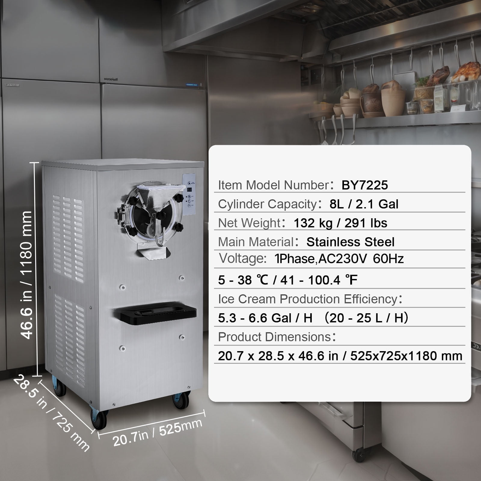 KFFKFF 20-25L/J Capacity Commercial Hard Farm Ice Cream Maker 1 Flavor Automatic Cleaning
