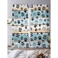 thumbnail image 3 of Blue Beige Paw Print Sheer Curtains 96 Inch Length 2 Panels Set, Vintage Farmhouse Country Wood Grain Voile Window Treatment Semi Sheer Long Curtains Drapes for Bedroom/Living Room/Kitchen 52"x96"x2, 3 of 7