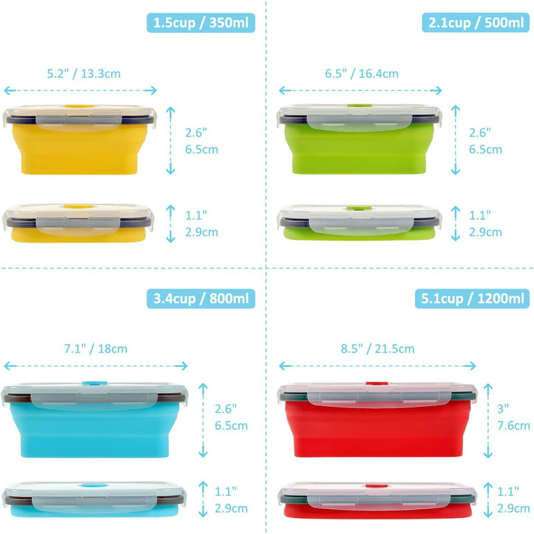 Collapsible Food Storage Containers with Airtight Lid & Air Vent, Kitchen  Stacking Silicone Collapsible Meal Prep Container Set for Leftover,  Microwave Freezer Dishwasher Safe, Blue, Set of 4, 16.9 oz 