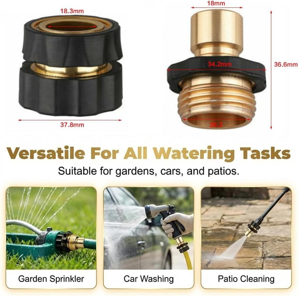 3/4 Inch Male and Female Garden Hose Fitting Quick Connector, 2026 New Garden Hose Quick Connector, Quick Connect Pressure Washer Kit, Gardening Hose Quick Connector