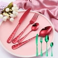 thumbnail image 2 of 4Pcs/Set Exquisite Cutlery Set Corrosion Resistant Stainless Steel Smooth Edge Safe Use Scoop Fork,Green A, 2 of 8