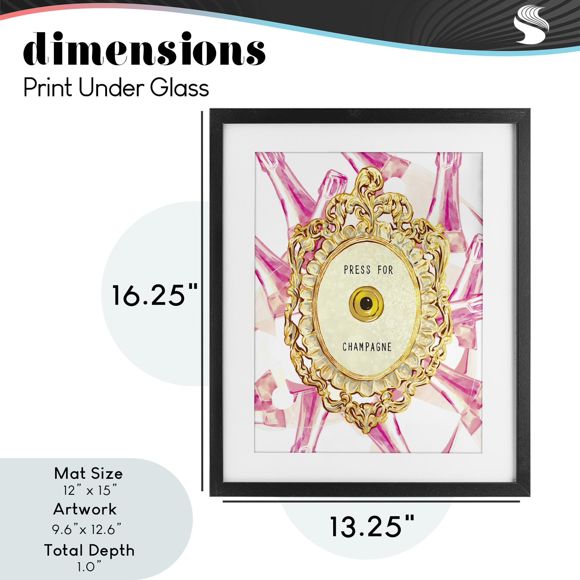 Champagne Doorbell with Pattern Black Framed Print Under Glass, design by Ziwei Li