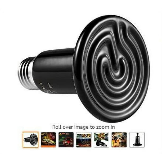 Calentador de mascotas con bombilla cerámica infrarroja de 150 W, lámpara para reptiles, anfibios, serpientes, aves, tortugas, gatos y perros.