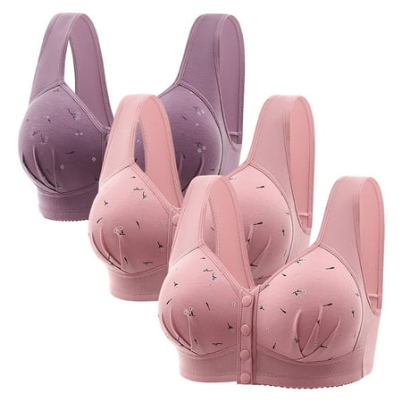 Hontri Bra No Wire Thin Laceless Steel Ring Comfortable Breathability Underwear Large Size Brater Buckle Female Bra Deep V Neck Vest Bralette Wireless Seamless Bra ( 3X Bra Clearance Sales ) Pink