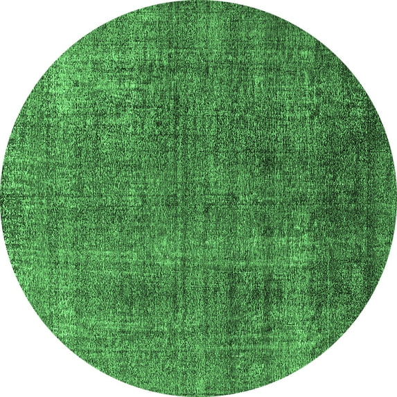 Ahgly Company Indoor Round Oriental Emerald Green Industrial Area Rugs, 7' Round
