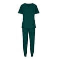 thumbnail image 5 of 2 Piece Outfits Summer,Scrubs for Women Set V Neck Scrubs Top Eelastic Waisted Jogger Scrub Pants Medical Nursing Uniforms with Pocket, 5 of 5