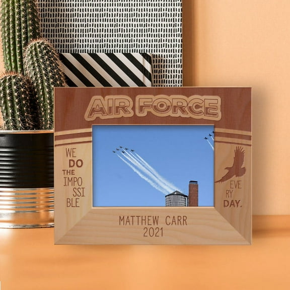 We Do The Impossible Every Day Personalized Wooden Frame-5" x 3 1/2" Brown Horizontal