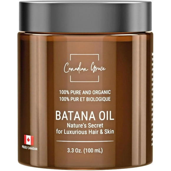 Canadian Grace Organic Batana Oil for Hair Care | Premium Raw Batana Oil | Natural Oil from Honduras | Deeply Nourishing, Moisturizing Hair & Skin Care | 100% Pure Unrefined for Men & Women 3.3 Oz