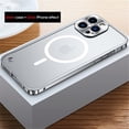 thumbnail image 1 of Funda de marco de Metal galvanizado de lujo para iPhone 11, 12, 13, 14 Pro Max, 12, 13, Mini, 14Plus, placa trasera acrílica esmerilada, 1 of 4