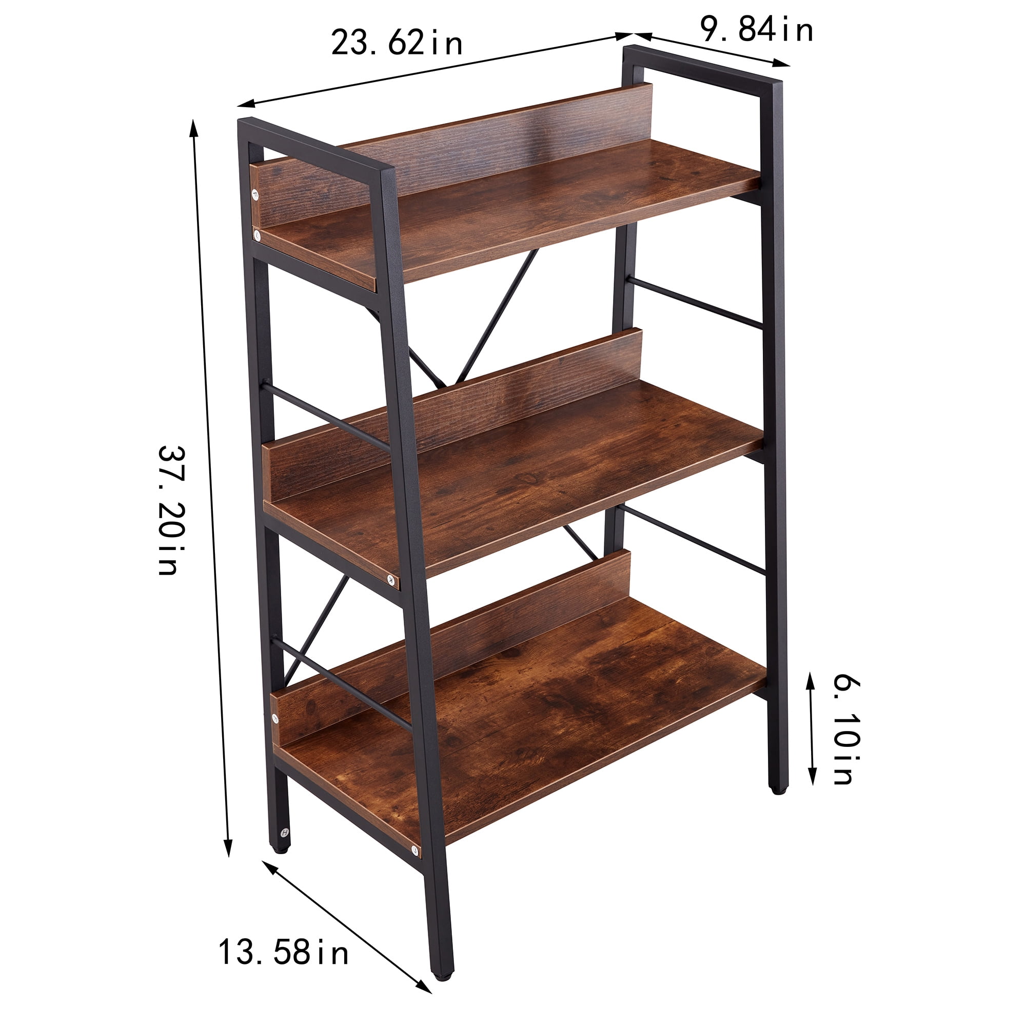 Private Jungle 3-Tier Bookshelf, Vintage Standing Storage Shelf, Display Shelving Units Metal Book Shelves,Rustic Brown Private Jungle 3-Tier Bookshelf, Vintage Standing Storage Shelf, Display Shelving Units Metal Book Shelves,Rustic Brown