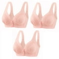 thumbnail image 1 of Timegard 3pc Front Closure Bras for Women Button Ruched Breathable Comfort Daily Bras with Support, 1 of 2