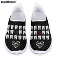 thumbnail image 1 of Zapatos planos casuales con estampado de dientes de dibujos animados de Doginthehole para mujer, zapatos de malla ligeros y transpirables de verano, zapatos planos cómodos para enfermería, 1 of 5
