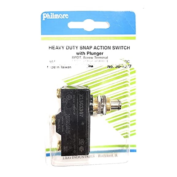 Heavy Duty SNAP Action Switch MOMENTARY SPDT 15 AMP 125/250 VAC Screw TERMINALS Z15G1307 PHILMORE 30-1307 Threaded 1/2 INCH Bushing Mount