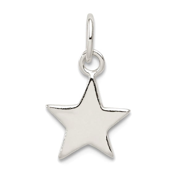 925 Sterling Silver Solid Polished Star Charm 15x10mm Wide Pendant Necklace for Women - 2.0 Grams