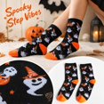 thumbnail image 2 of Unisex Ghost Skeleton Pumpkin Halloween Crew Socks, Soft Stretchy Breathable Mid‑Calf Socks, Novelty Printed Socks For Cosplay And Daily Wear,One Size, 2 of 7