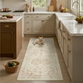 thumbnail image 4 of FEELHOME 2'x6' Runner Rugs Washable Carpet Vintage Medallion Non Slip Soft Carpet Indoor Runner for Bedroom Hallway Kitchen Entryway Laundry Taupe, 4 of 6