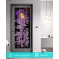 thumbnail image 5 of Window Privacy Film Halloween Stained Glass Window Film Decorative Sun Block Window Cover Modern Castle Witch Forest Moon Purple Window Clings Static Adhesive Sticker for Bathroom 19.6"x39.3", 5 of 7
