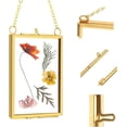 thumbnail image 4 of Yeesam Gold Picture Frame Ornaments, Glass Frame for Pressed Flowers, DIY Mini Brass Wall Hanging Photo Frame Double Glass Hanging Picture Artwork Display Frame with Chain Home Decor(2pcs b), 4 of 7