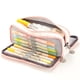 thumbnail image 1 of Estuche para lápices de gran capacidad, con múltiples bolsillos y doble apertura, bonito estuche de papelería para estudiantes, escuela, rosa y blanco, con cuadrícula grande., 1 of 12