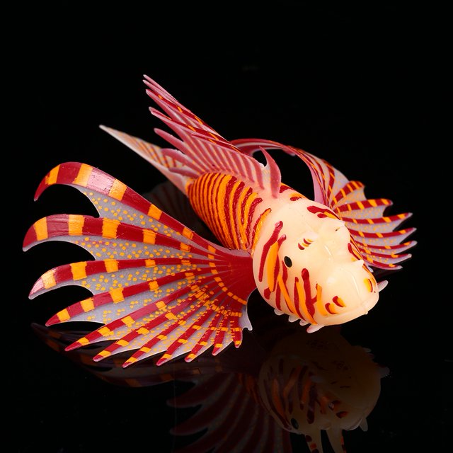 Adornos De Acuario De Peces De León De Fluorescencia Marrón Vibrante, 11.5x7.5x3cm Adornos De Acuario De Peces De Fluorescencia, Para Pecera Acuario Animales Mascotas Cergrey Aquarium Fish Tank Decorations