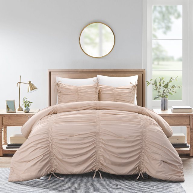 Grace Living Elyjah Polyester Comforter Set - Ruched Ruffle Pleated, Elegantly-styled