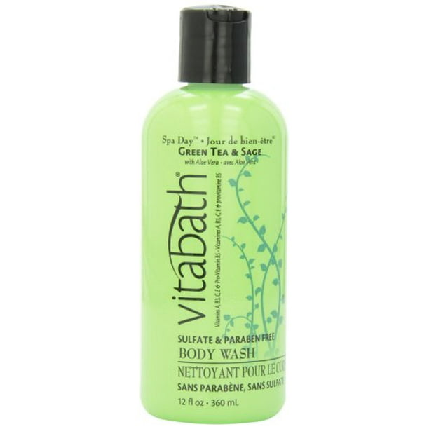 Vitabath Bath and Shower Gel, Green Tea and Sage, 12 Ounce