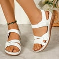 thumbnail image 2 of Strappy Low Wedge Sandals for Women Comfortable Wide Width Vacation Summer Sandals Ankle Strap Slingback Sandal White Women Sandal, 2 of 5
