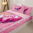thumbnail image 3 of Castle Fairy Ice Cream Pink Baseball Zipper Full Size Comforter Sets with Fitted Sheet and 2 Pillowcases, Sport Rugby Zipper Bedding Set, Pink Blue,4pcs,Pink Reversible, 3 of 6