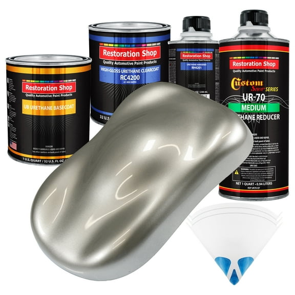 Pewter Silver Metallic Quart URETHANE BASECOAT CLEARCOAT Car Auto Body Paint Kit