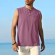 thumbnail image 5 of Camiseta sin mangas con cuello en V para hombre, color liso, deportiva, fitness, informal, de verano, capa base, color liso, blusa de poliéster para hombre, 5 of 5