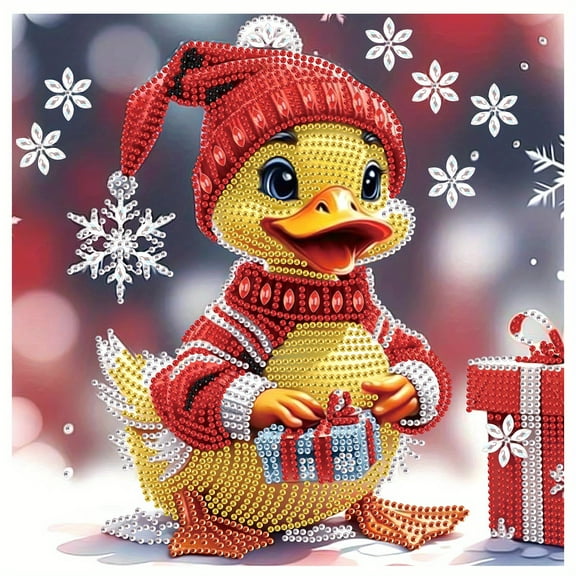 5D DIY Diamond Art Painting Set with Gifts Christmas Happy Little Yellow Duck Adult Set Mosaic Crafts for Home Wall Decoration, Christmas Halloween Gift for Friends