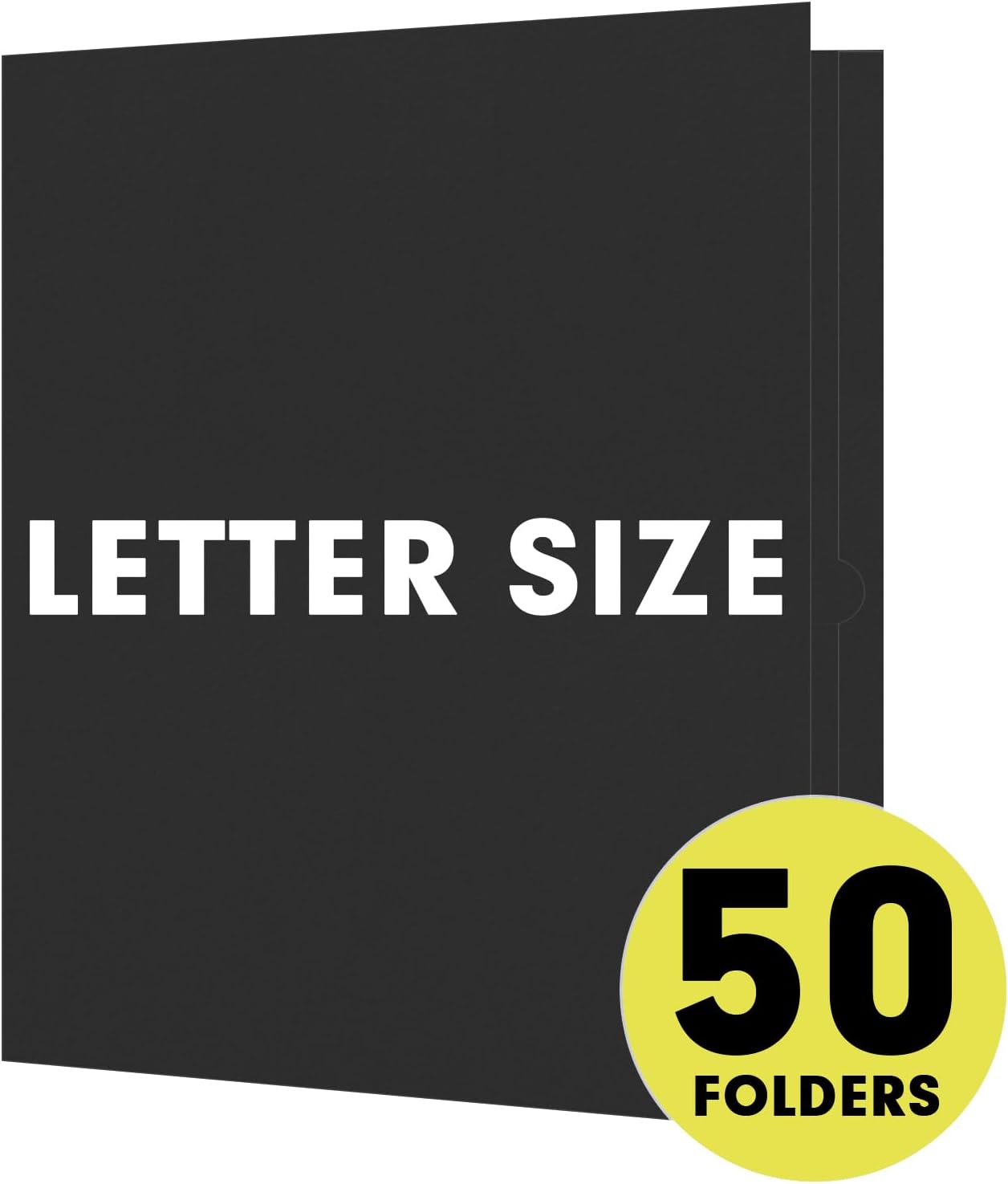 Two Pocket Folders, 50 Pack 2 Pocket Folders Fit Letter Size Paper, Paper Folders with Pockets for School Office Business Home, Black