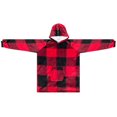 thumbnail image 2 of Safdie & Co. Couverture Jeté à Capuche Hoodzy Ultra Doux Carreaux Rouges Buffalo, 2 of 4