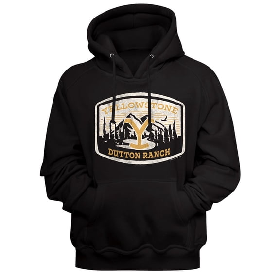 Yellowstone Dutton Ranch Patch Black Hoodie Sweatshirt
