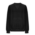 thumbnail image 6 of Women Long Sleeve Pullover Jumper Sweatshirt Cotton Casual Solid Crew Neck Pockets Workout Tunic Tops Loose Fit (Small, Black), 6 of 6