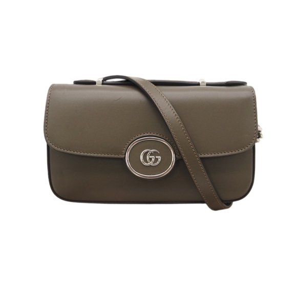 Pre-Owned GUCCI Double G 2-Way Shoulder Bag 739722 Brown Leather Women's