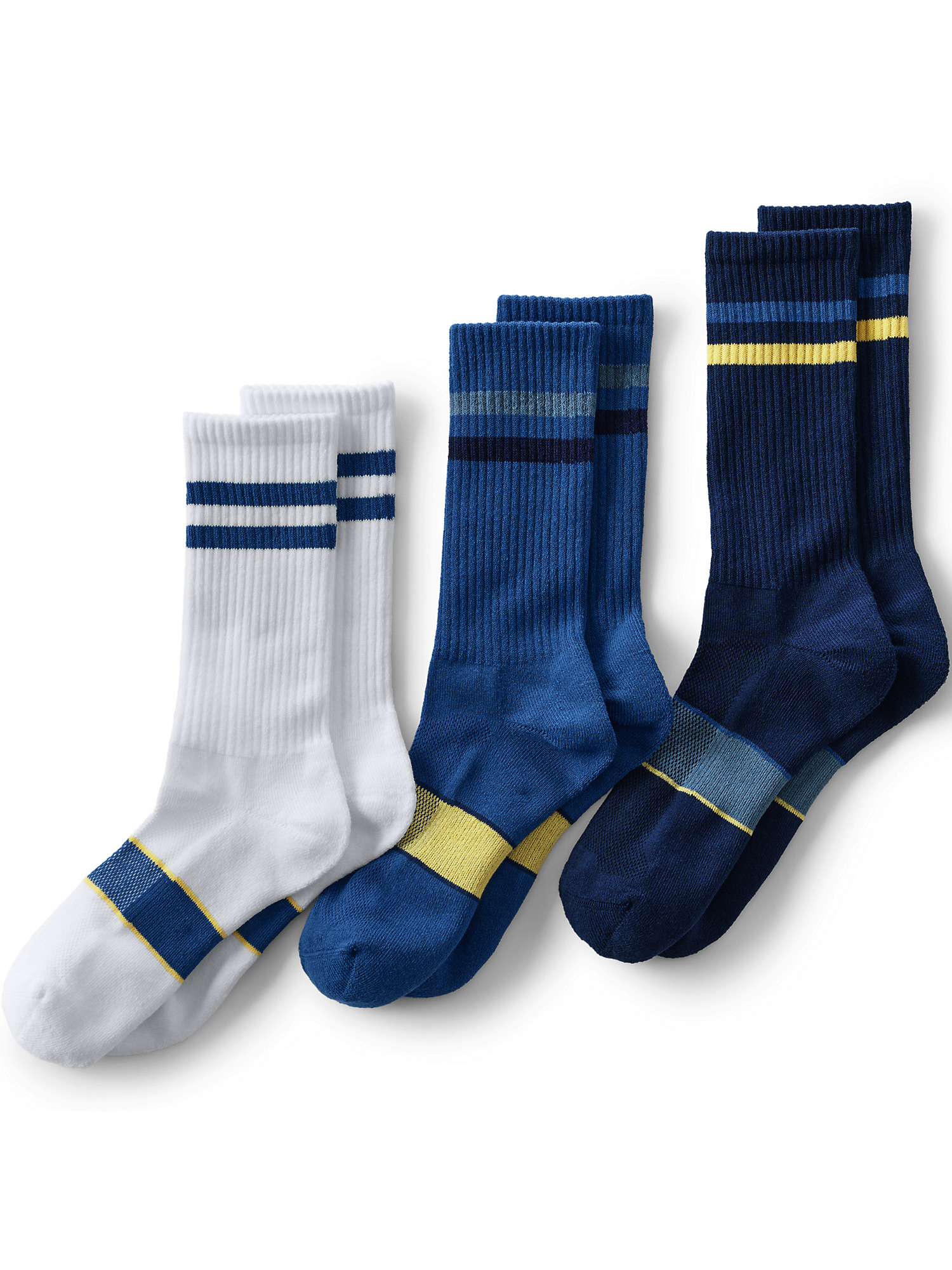 Lands' End Men's Performance Crew Sock 3Pack