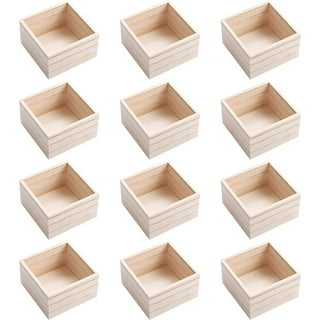  16 Pcs Unfinished Wooden Boxes 4 Size Wood Box Rustic Wooden  Boxes for Crafts Wooden Crates Square Storage Centerpiece Boxes for Table  Home Drawer Decor Treasure, 4 x 4, 5 x 5, 6 x 6, 7 x 7 Inch