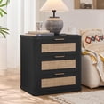 thumbnail image 7 of Leyaoyao 23" Rattan 3-Drawer Nightstand, Black Boho Bedside Table with Storage, End Table Dresser for Bedroom, Living Room, Hallway, Closet, 7 of 7