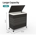 thumbnail image 2 of Laundry Hamper with Lid, 120L Large Clothes Hamper with 2 Section Removable Liner Bags, Handwoven Synthetic Rattan Sorter Laundry Basket, Black, 2 of 4