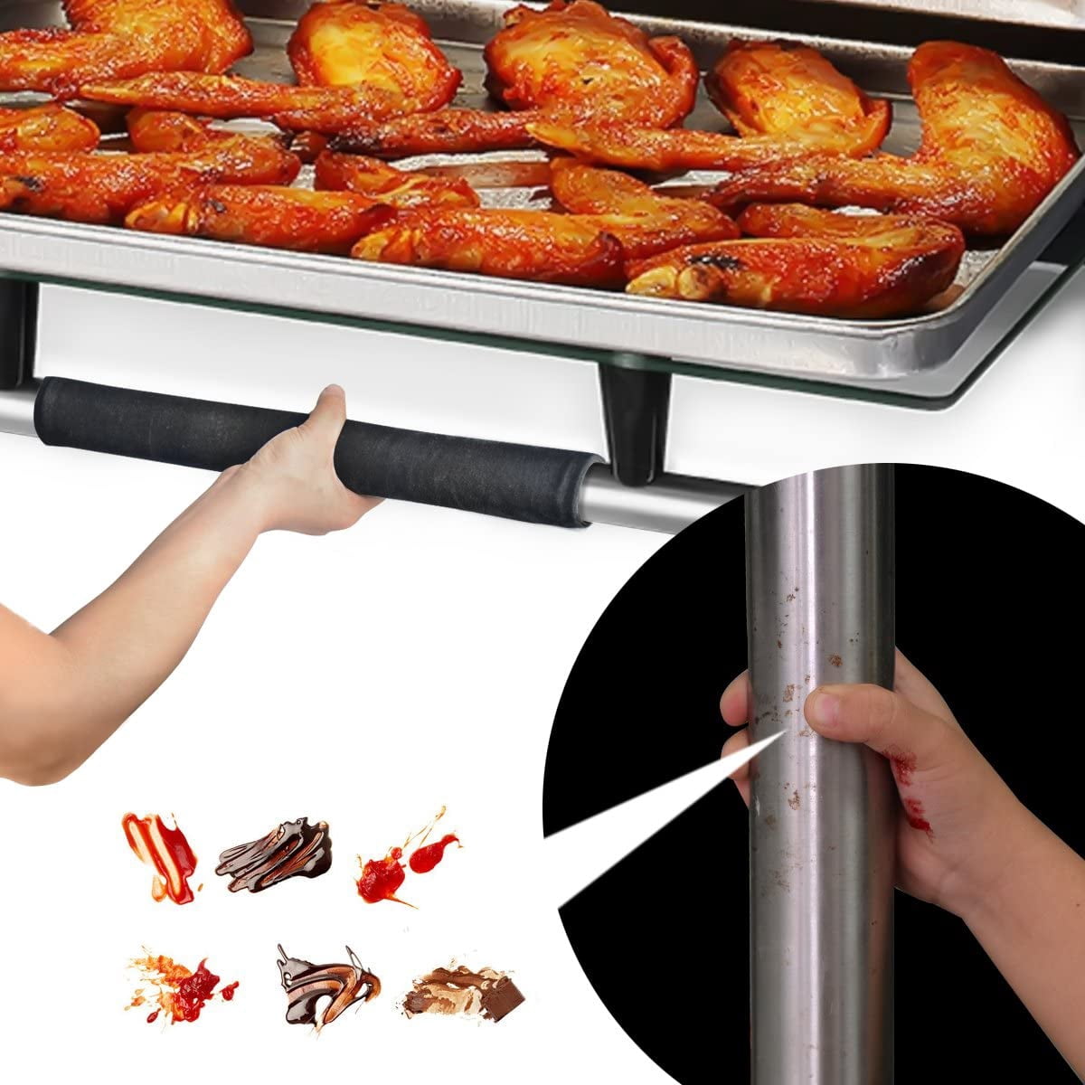 JJEAN-Refrigerator Door Handle Covers,Keep Your Kitchen Appliance Clean from Smudges,Fingertips,Drips&Food Stains,Perfect for Dishwashers(12" L3.75 W, Black)