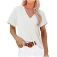 thumbnail image 1 of Birdeem Mode Femmes Décontracté Uni Chandail à Enfiler Col en V Manches Courtes T-Shirt Hauts Blouse, 1 of 5