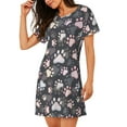 thumbnail image 2 of Gukieu Colorful Paws Of Dog Print Women's Nightgown, A-line Round Neck Short-sleeved Nightgown Pajamas Home Wear Suitable for Home and Outing, 2 of 6