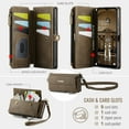 thumbnail image 3 of Dteck Crossbody Wallet Case for Samsung Galaxy S25+ RFID Blocking 9-Card Holder Matte PU Leather Magnetic Snap Shoulder Strap Zipper Pocket Phone Case Fit for Samsung Galaxy S25+,Coffee, 3 of 9