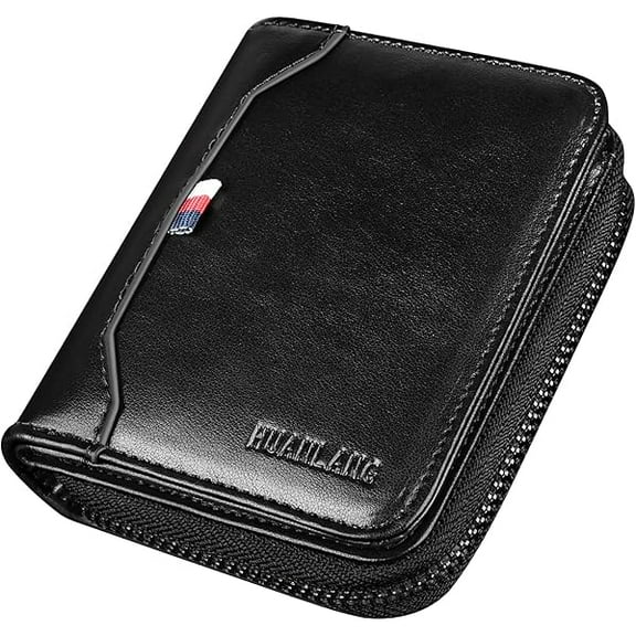 ZLC Mens Wallet RFID Blocking Multi Card Holder Wallets for Men Bifold Wallet with Zipper Small Men's Leather Wallet