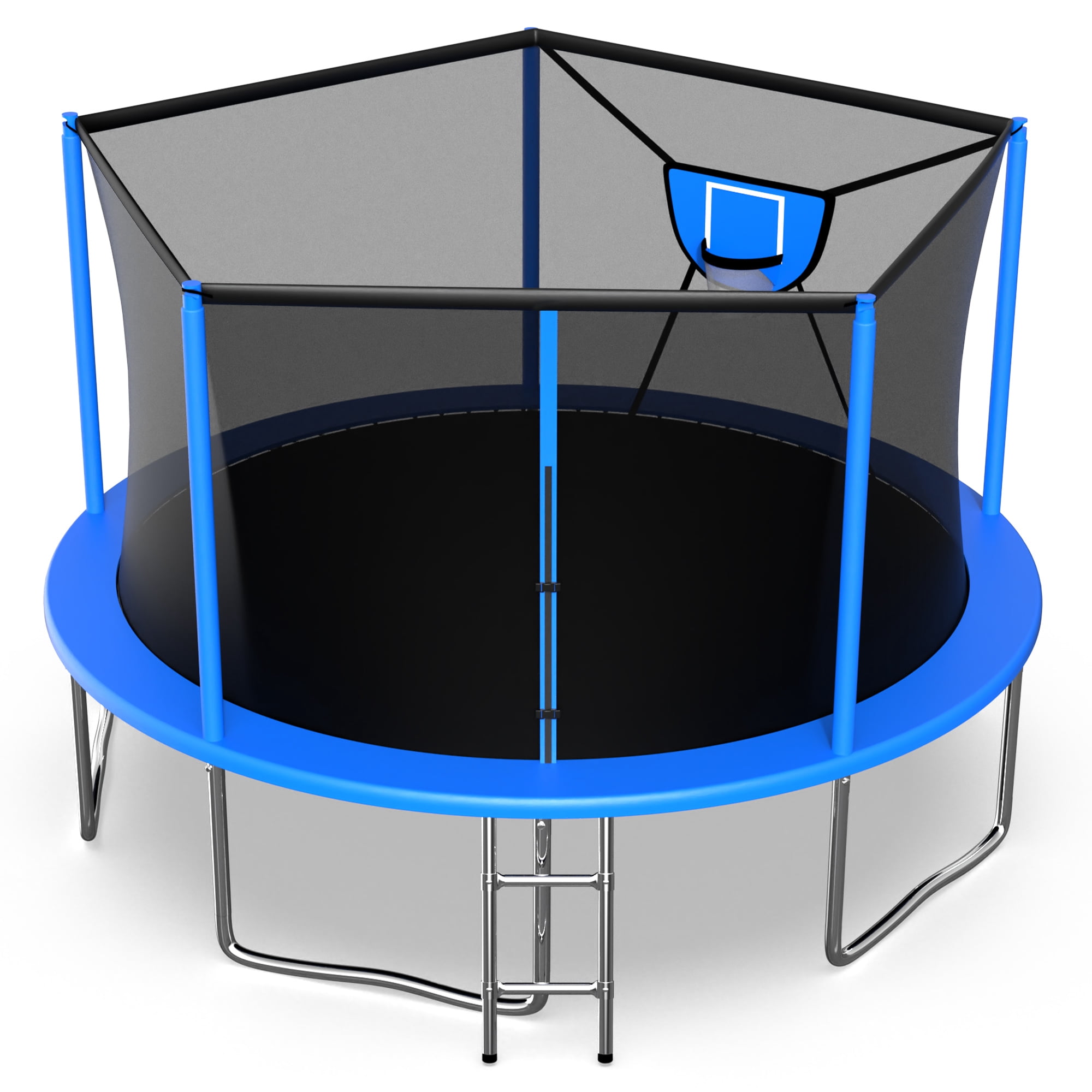 Jump Into Fun Trampoline 14FT 8 10 12 15 16FT Outdoor Trampoline for Kids and Adults with Enclosure and Basketball Hoop 1400LBS Weight Capacity for 6-8 Adults and Kids Easy Assembly
