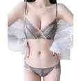 thumbnail image 1 of Gibobby Conjuntos de bragas de encaje Conjunto de bragas y sujetador Sexy, conjunto de ropa interior de encaje completo con diseño lateral(Gris, M), 1 of 2