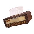 thumbnail image 2 of Caja de pañuelos con forma de radio, soporte para pañuelos, servilletero de mesa, estuche para servilletas para hotel, baño, hogar, cafetería, sala de Marrón, 2 of 8