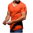 thumbnail image 1 of Men's T-shirt V-neck Solid Large Casual Zipper Short Sleeve T-shirt 5XL, 1 of 5