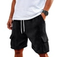 thumbnail image 2 of Men's 7" Corduroy Cargo Shorts Casual Lightweight Shorts with 5 Pockets, Drawstring Waist Relaxed Fit for Summer Beach Black M, 2 of 7